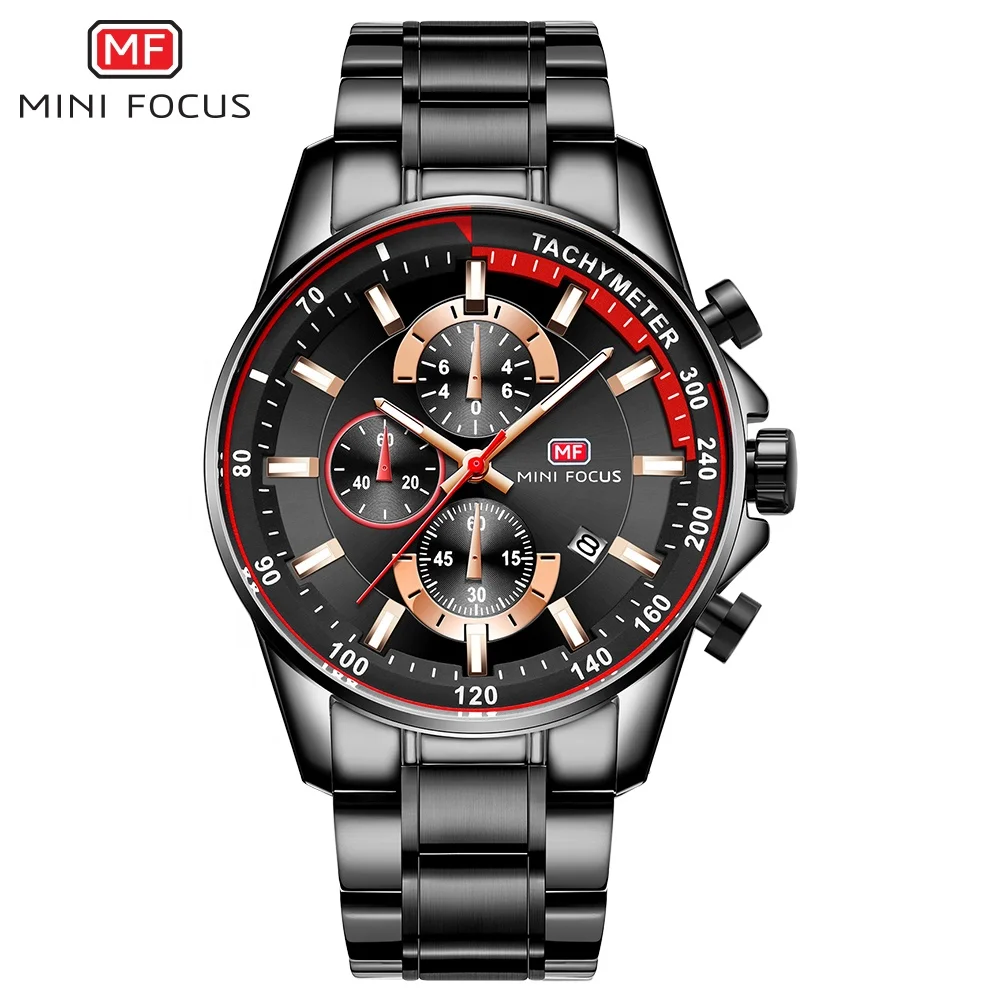 

Hot Sale MINI FOCUS MF0218G Men's Quartz Watches Stainless Steel Strap Waterproof Chronograph Business Wrist Watch, 4 colors