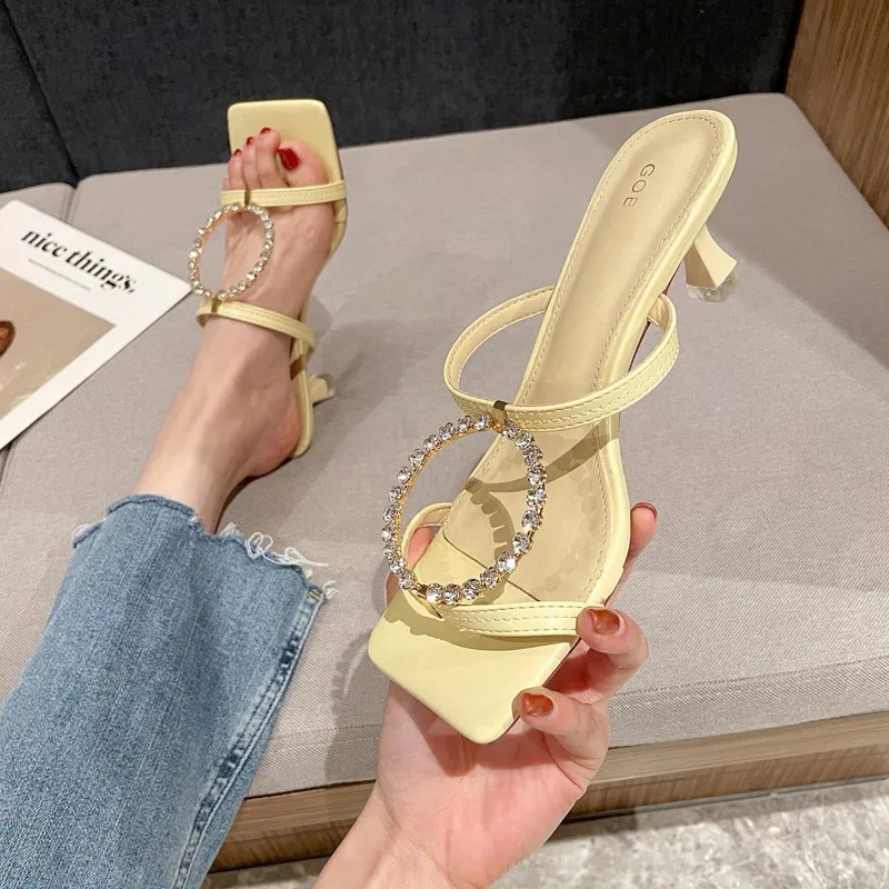 

LFZ-142 Wholesale Thin Heel Sandals Women Ankle Strap Wedding Shoes Ladies Pointed Bow Women High Heel Shoes