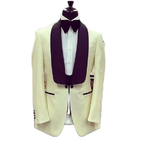

White Ivory One Buttons Customized Groom Wedding Tuxedos (Jacket+Pants+vest+Bow) WS224 Tuxedo Suit For Man, Default or custom