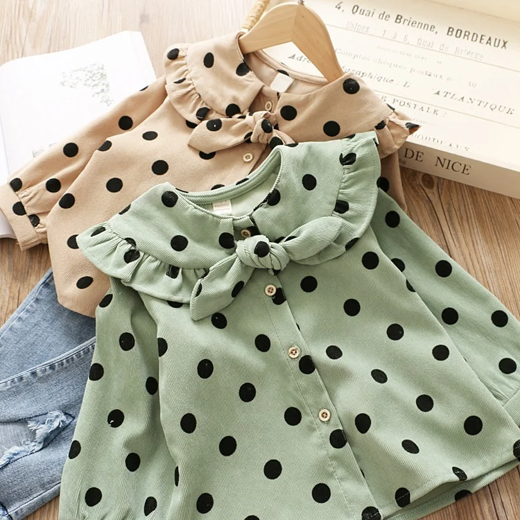 

fall kids clothes girls blouse corduroy dot baby shirt korean design children clothing wholesale 1989532