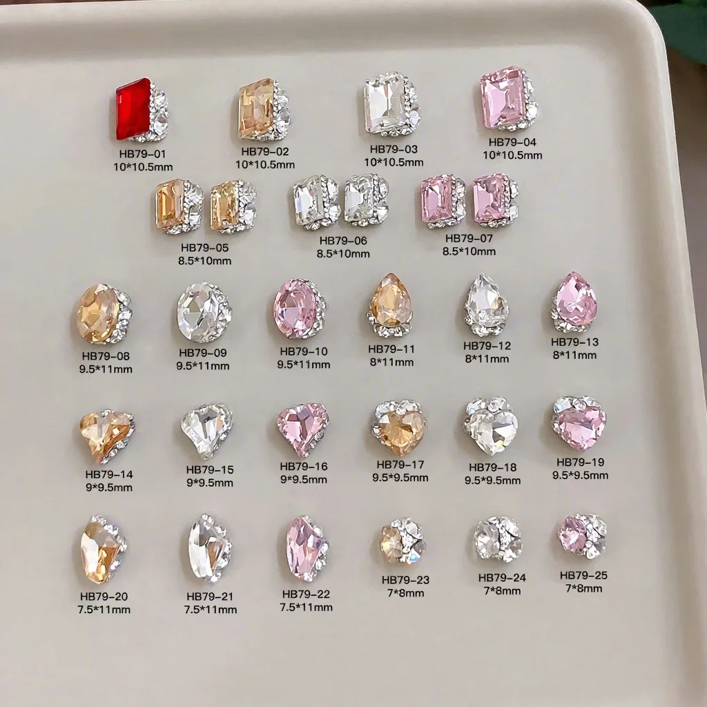 High-End 3D Stacked Diamond Nail Accessories New Luxury Square Candy Style Versatile Pigeon Jewelry Metal Alloy Zircon Material