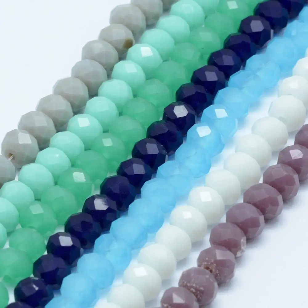 

Pandahall Rondelle Glass Beads Strands Mixed Color Faceted Crystal 4x3mm Lampwork