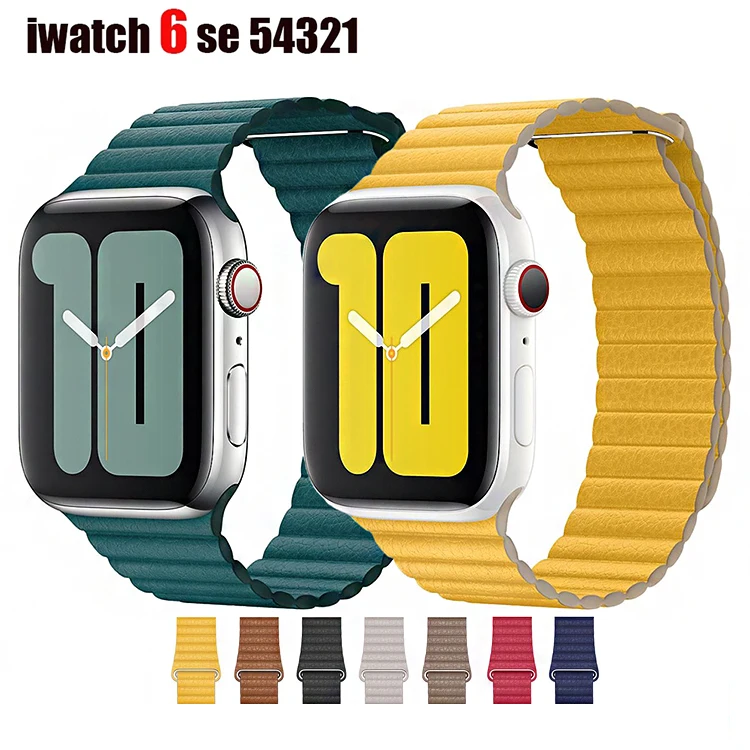 

Leather Loop Strap For Apple Watch 6 Band 42mm 38mm 40mm 44mm Magnetic Belt Bracelet Iwatch Series 6 Se 5 4 3 2 1 42 Mm Band