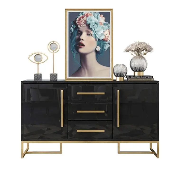 Luxury Gold Buffet Sideboard Modern Sideboard Furniture Black White