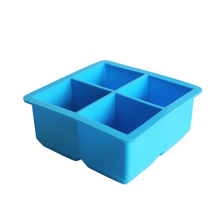 

Chinese Supplier Food Grade 4 Cavities Bpa Free Silicone Ice Mold Ice Shots Cube Tray Silicone Mould, Blue