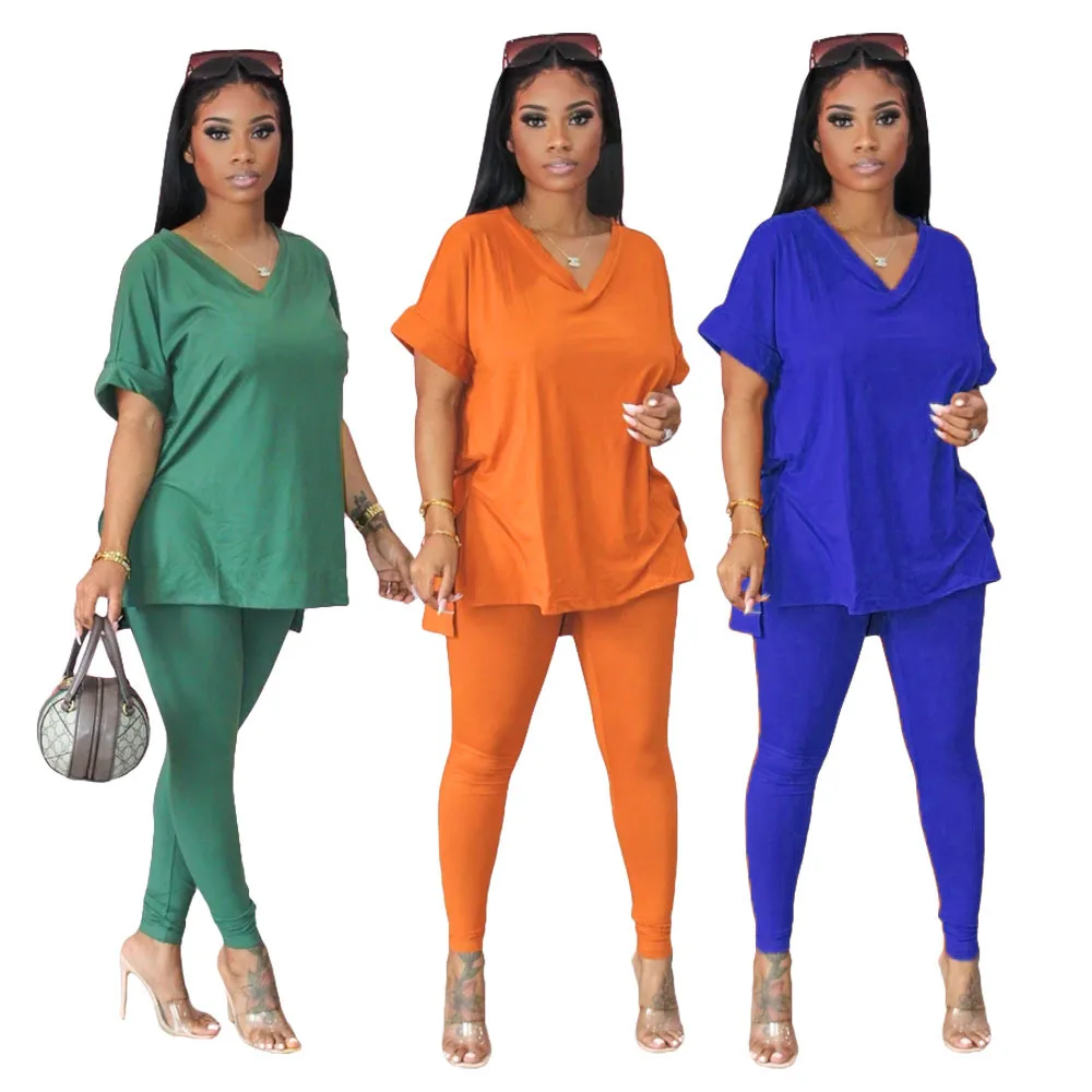 

New Arrival 2022 Fashion Trendy Pant Summer Outfits Top Women Plus Size Two Pieces Set Clothing