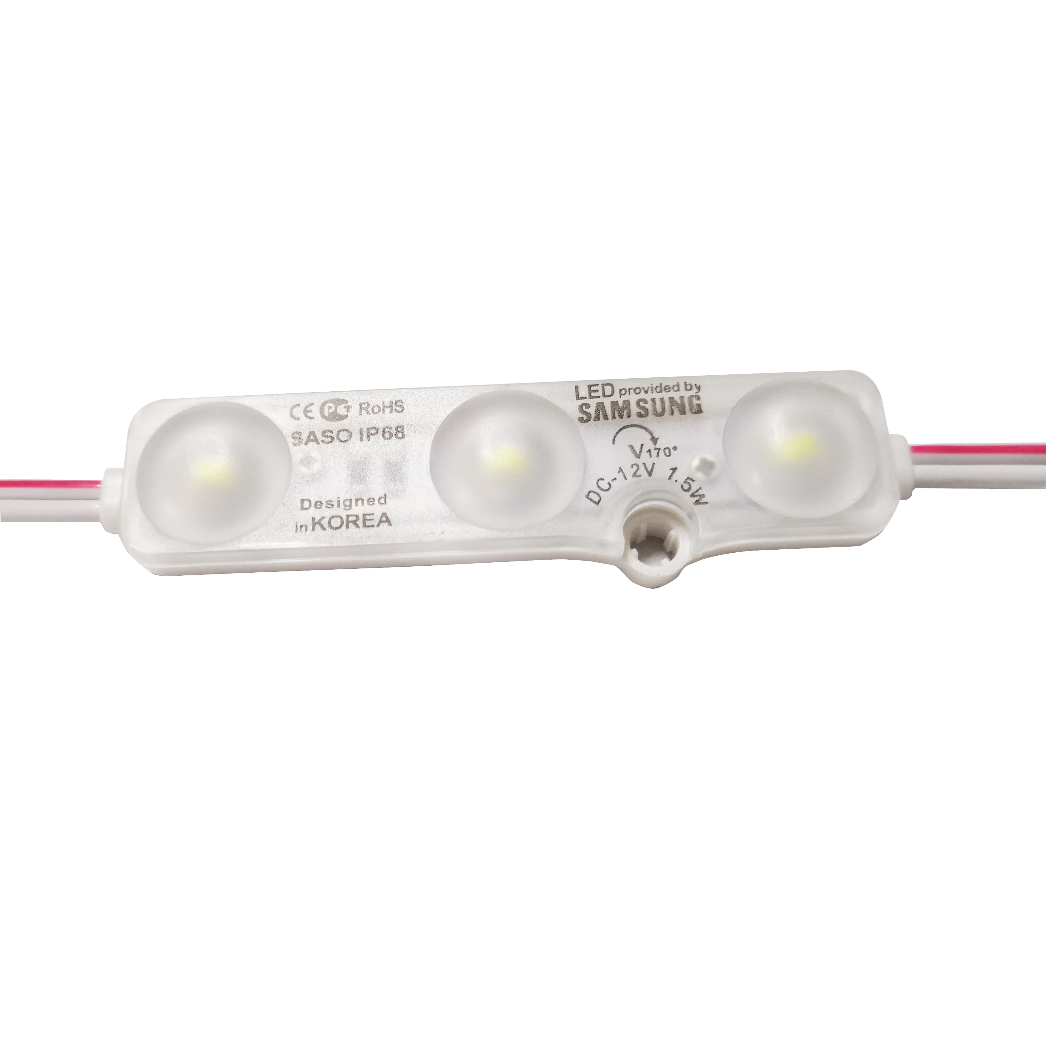 

3 years warranty 3 diots module 12v 1.5W 135-150lm Samsung 5730 3 led module for channel letter, 3000,6500k,10000k,r,g,b,y,pink