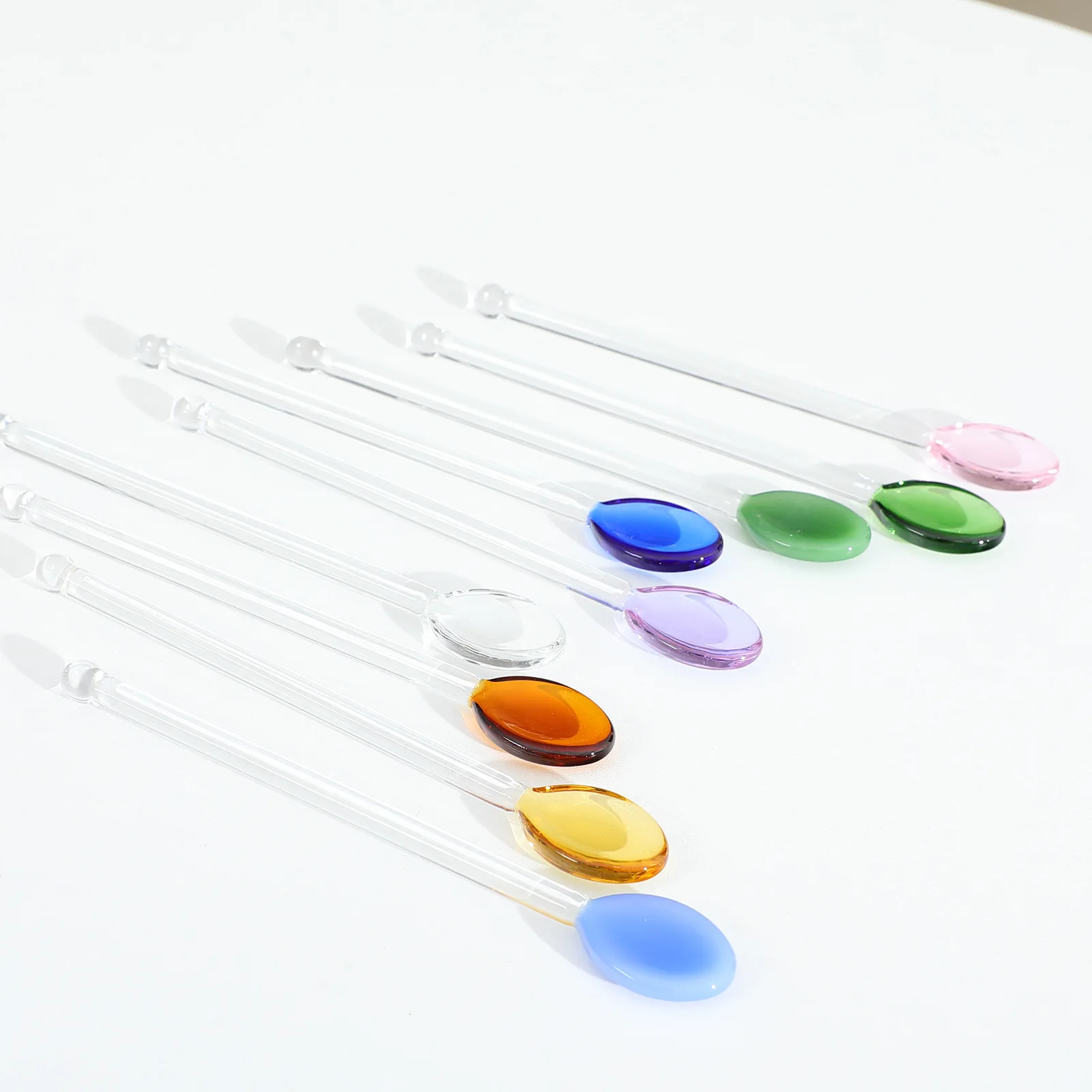 

Factory Directly Provide Borosilicate glass spoon, Green blue pink