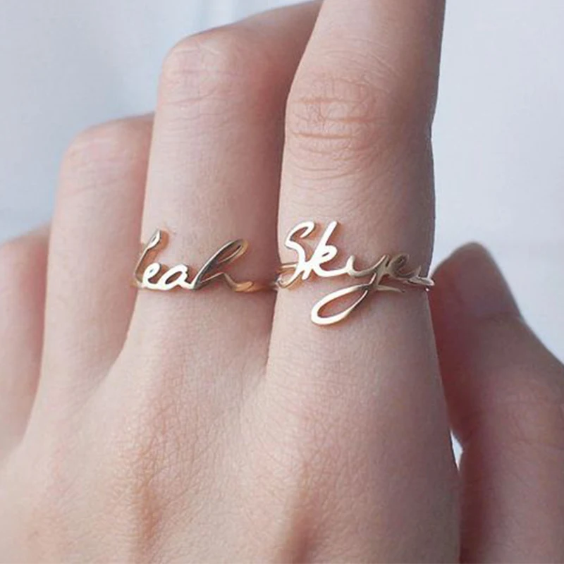 

Stainless steel personalized gold ring design girl name jewelry fashion trendy custom one drop shipping name ring