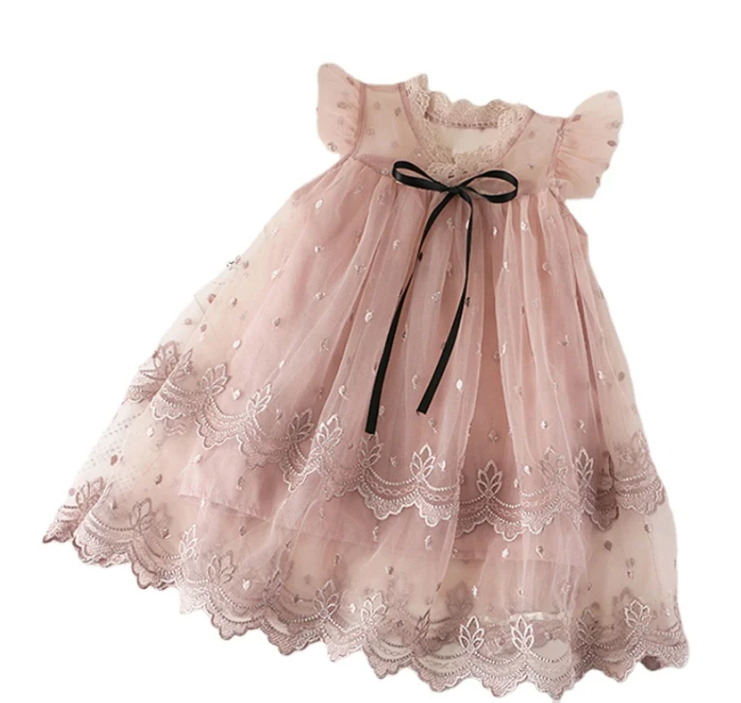 

New Korean Sleeveless Summer Kids Clothes Sequins Baby Princess Lolita Dress Casual, Picture show