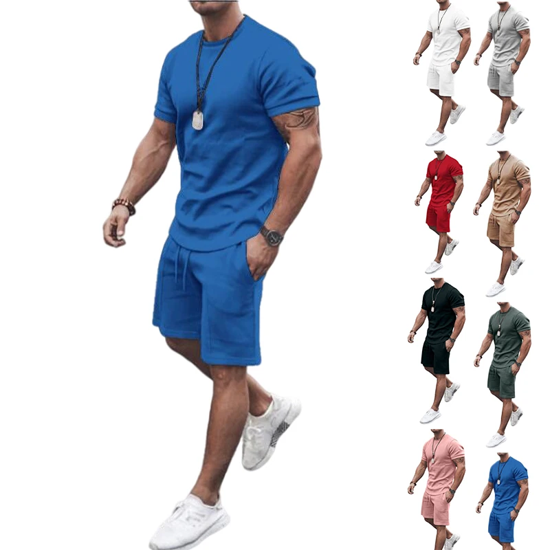 

2022 Custom Logo Sweatsuit Men Jogger Sets Private Label Men Short Tracksuit Set Summer Short Set For Men, As pictures