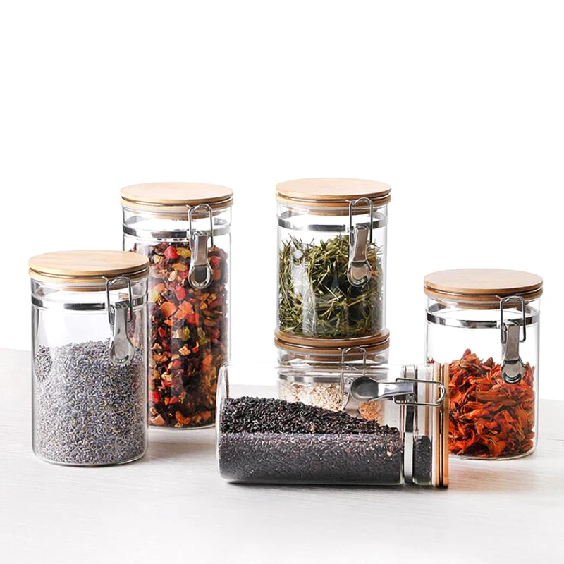 Handmade Airtight Cylinder Food Coffee Glass Storage Jar Container ...