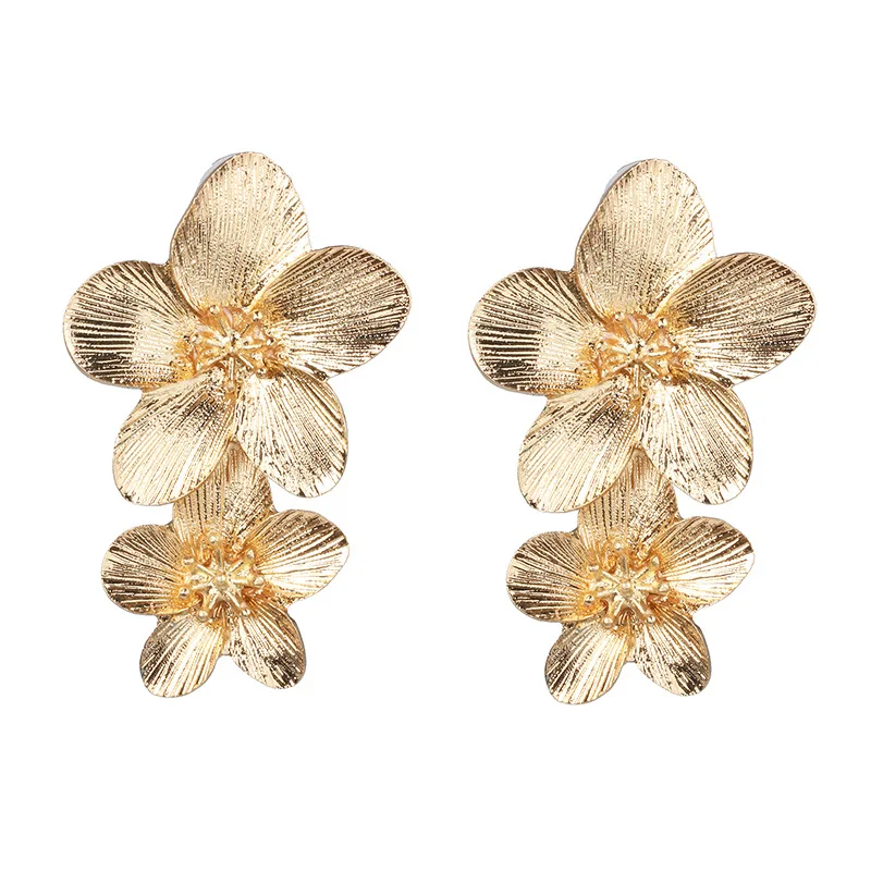 

Fashion gold metal flower earrings For women wholesale NX206095, As pic