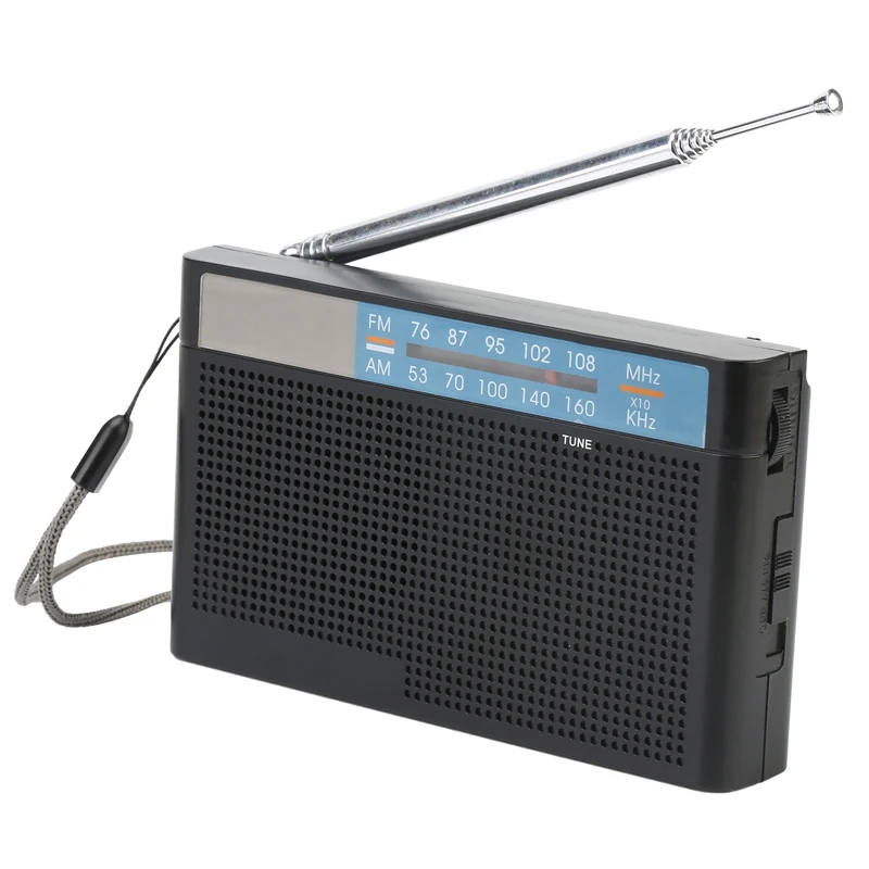 

Good Reception Battery Powered Slim Mini Pocket AM FM 2 Band Radio With Earphone Jack, Black/silver