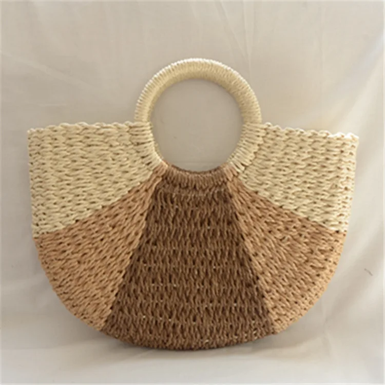 

women hot sale summer straw beach bag tote bags women handbags ladies sand straw woven purse handbag