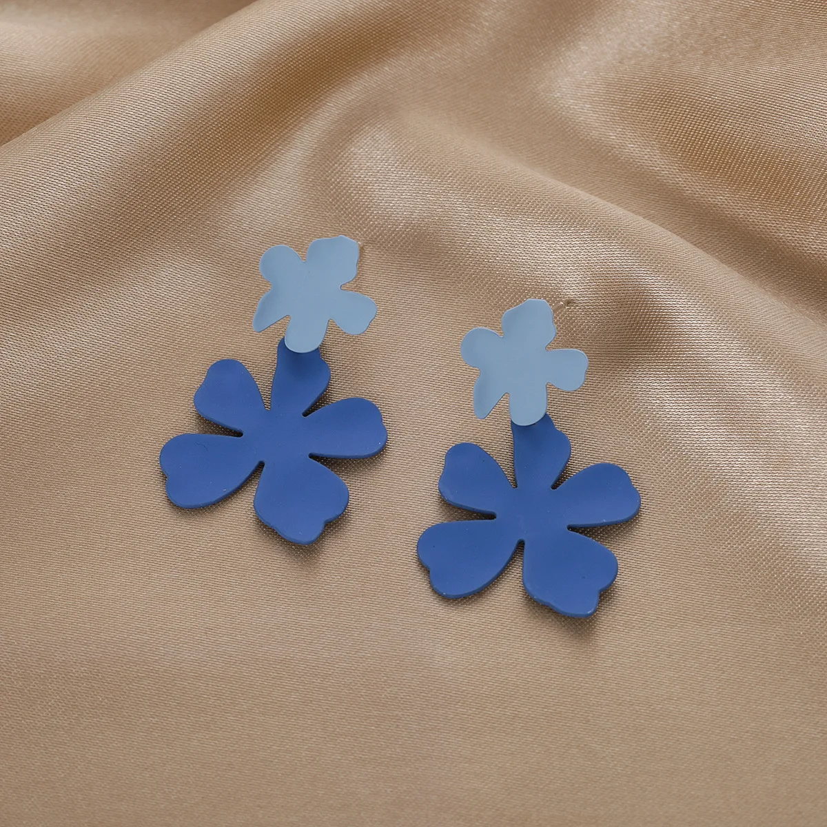 

JUHU 2022 S925 silver needle earring two layers blue alloy drop earring lacquer bake summer flower stud earrings for women, Gold