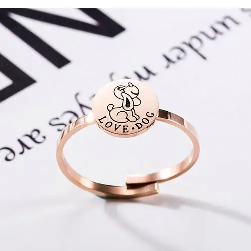 

Latest Design Cute Gold Plated Stainless Steel Jewelry Engraved Love Dog Ring
