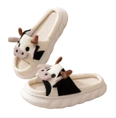 

Cows Living Skin Friendly Linen Summer Sandals and Slippers Linen Slippers Indoor Home Open Toe Linen Slipper