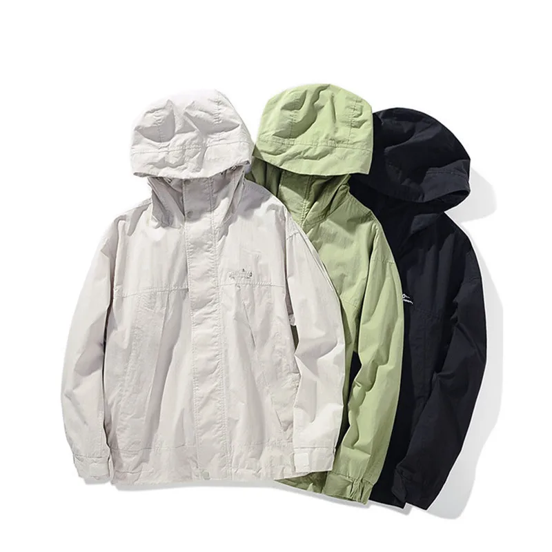 

Men's Spring Autumn Short Zipper Thin Jackets Trendy Hooded Cotton Outdoor Casual Leisure Coats Jacket, As the picture display