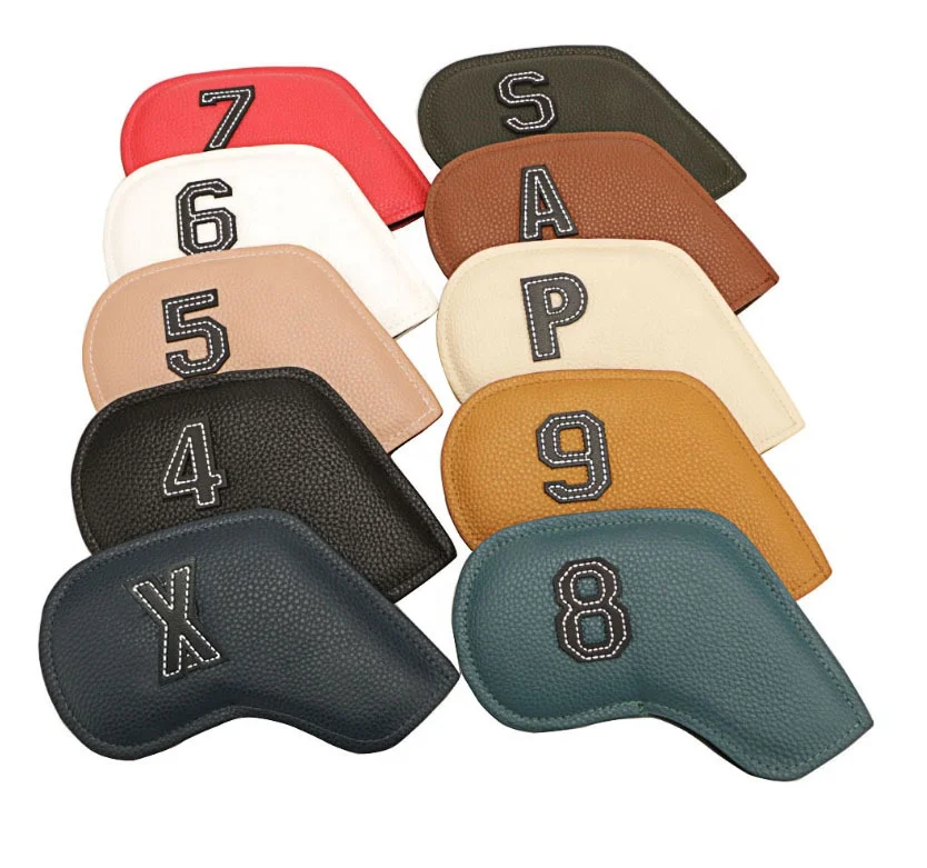 

wholesale PU Leather covers 4-9 PASX Waterproof double-sided digital oil edge technology color golf irons headcover, Colour