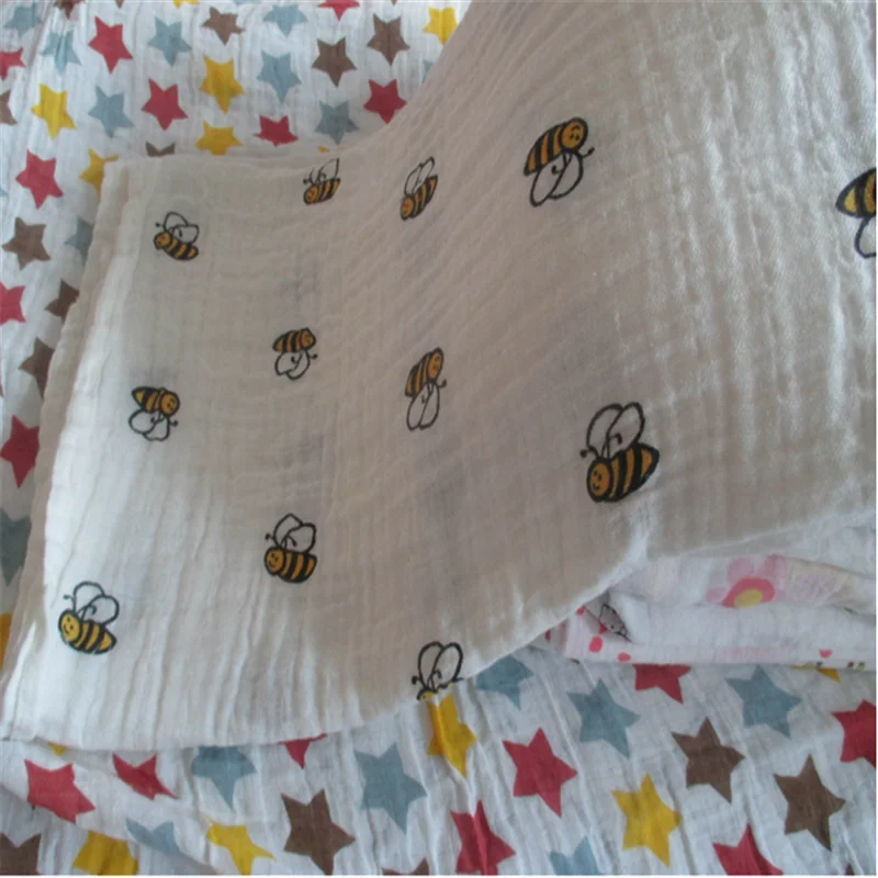 
Custom design newborn organic cotton printed baby blankets muslin swaddle wrap 