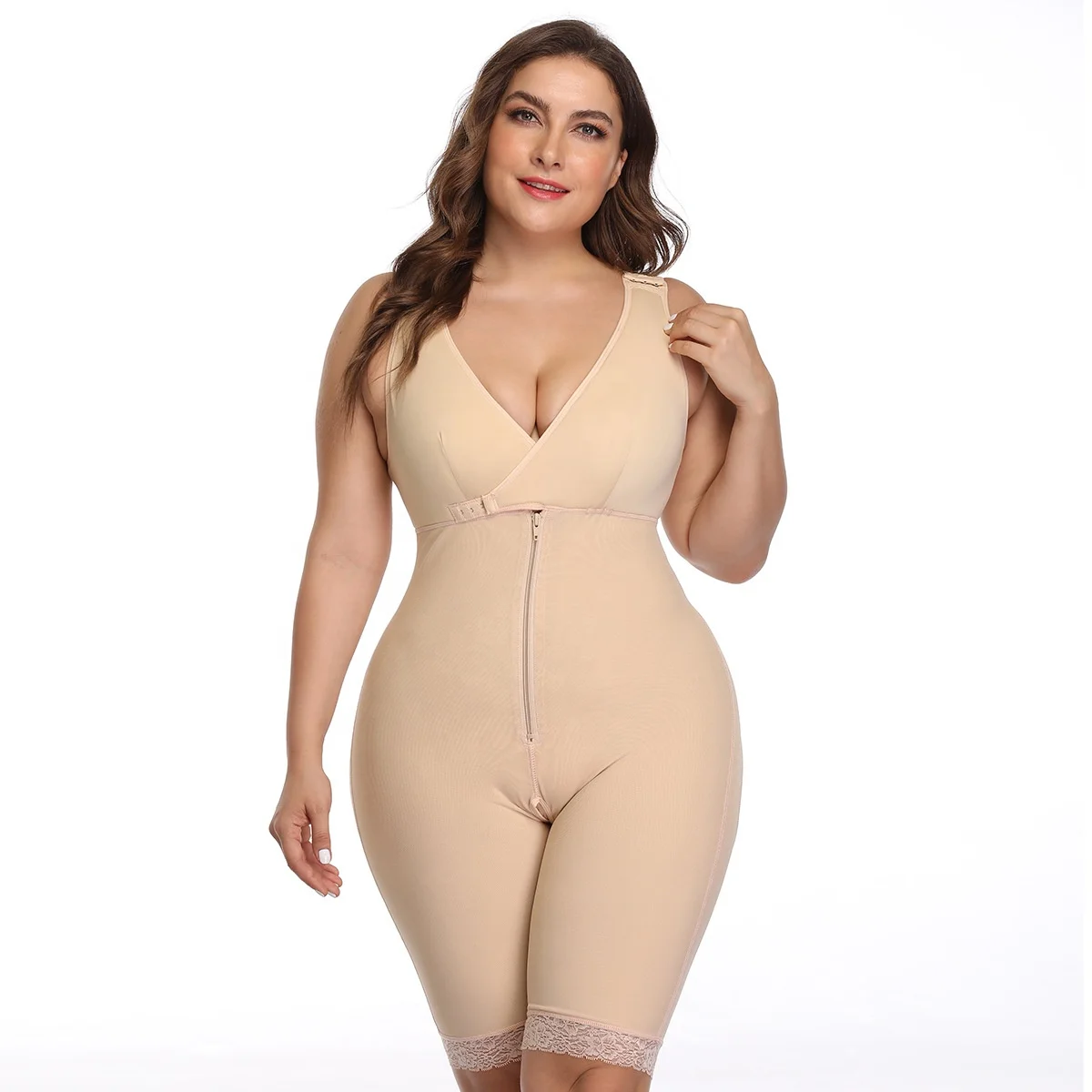 

Women Shapewear Slimming Bodysuit Underbust Bodyshaper Thigh Zipper Full Body Shaper With Butt Lift Full Body Waist Trainer