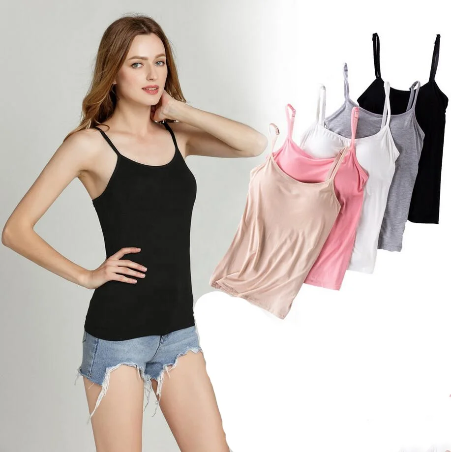 

Fashion Women Short Sleeve Crop Top Button Vest Halter Casual Tank Tops Blouse Short Shirt Camisole with Chest Pad Modal, Customized color