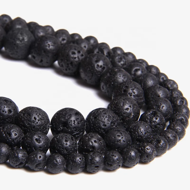 

6/8/10/ Black Lava Stone Beads Volcanic DIY Aromatherapy Essential Oil Diffuser Round Loose Beads for Bracelet Jewelry Making