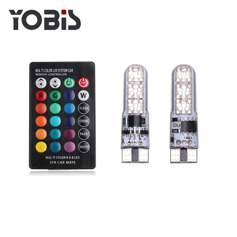 Yobis T10 5050 6SMD Remote Control Car Led T10 RGB Light Bulb T10 LED from Factory