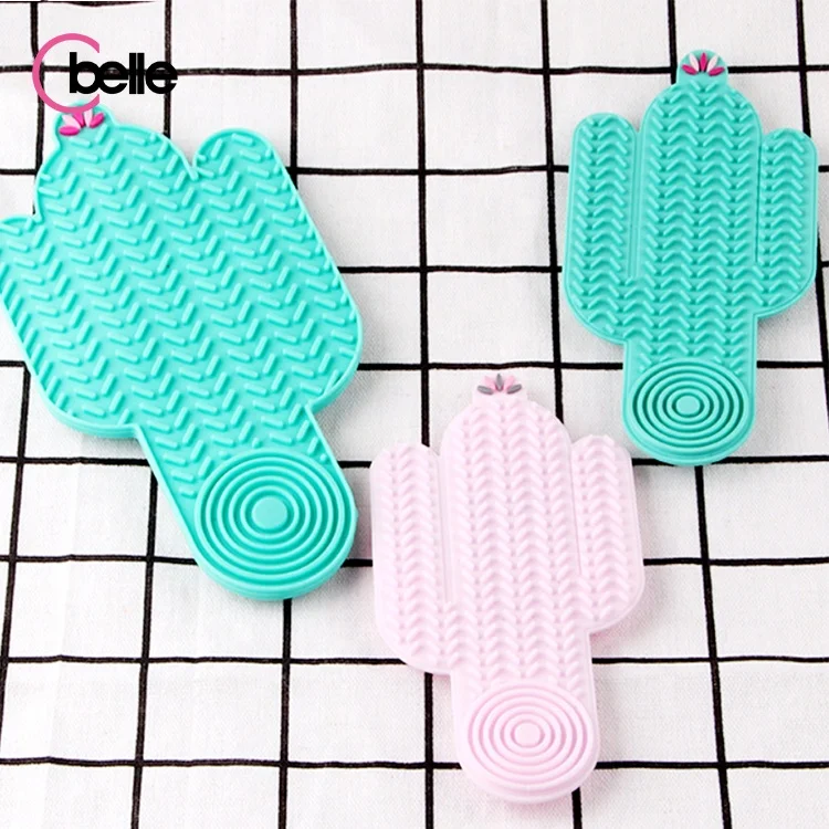 
Fancy Plant Design Cactus Shape Eco Palm Makeup Brush Cleaner Mat Pad 