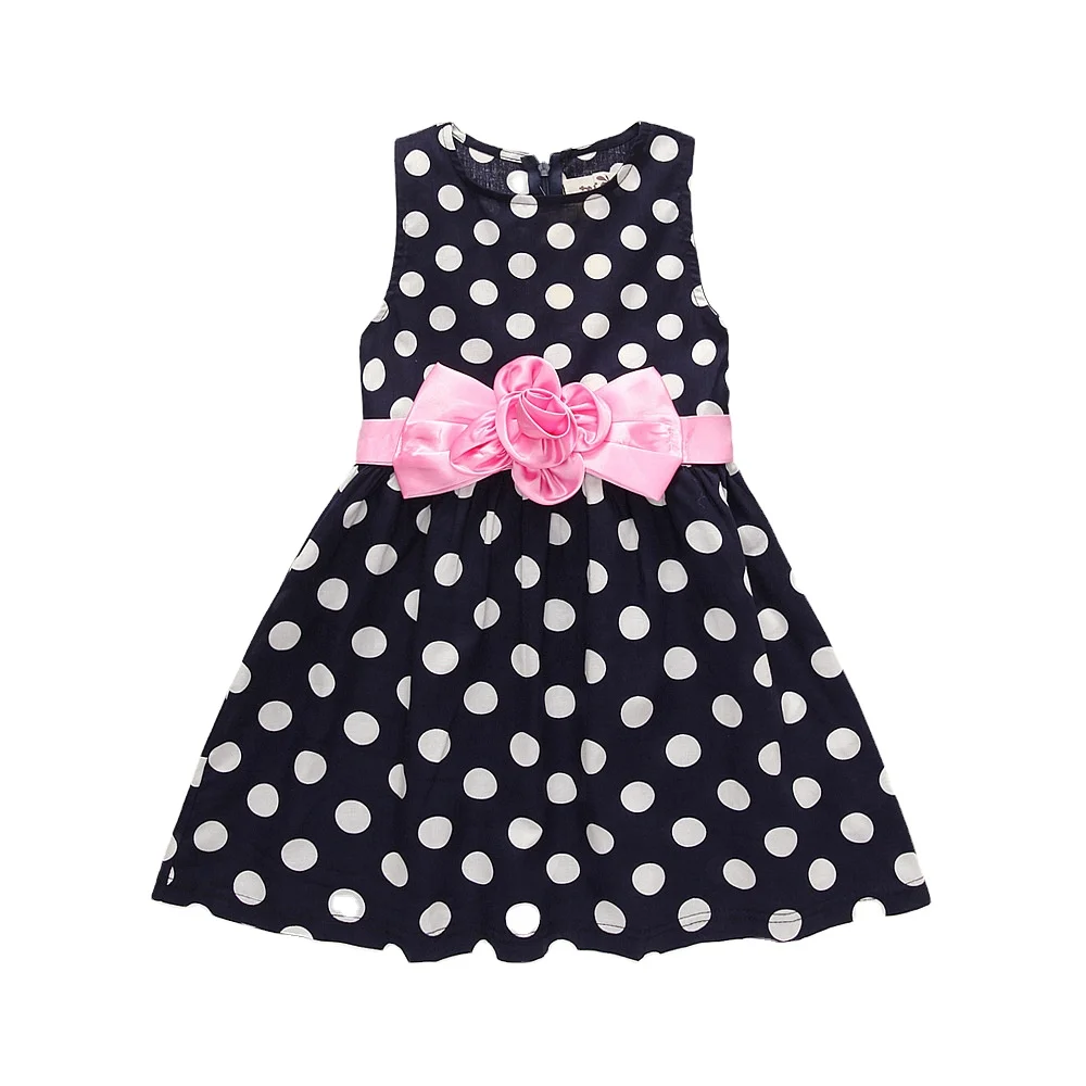 

Fashion Summer Kids Girls Sleeveless Dot High Waist Dress O-Neck Bubble Dress