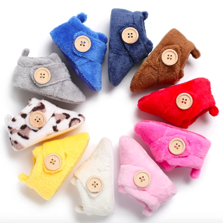 

Newborn Infant Baby Girl Boy Soft Fleece Booties Warm Winter First Walker Fluffy Fur Baby Slippers Shoes with Soft Sole