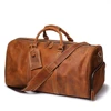 Vintage Crazy Horse Leather Travel bag Leather Garment bag with Shoes Compartment Leather Duffle Bag