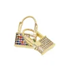 micro pave white rainbow cubic zirconia lovely lock earring for women