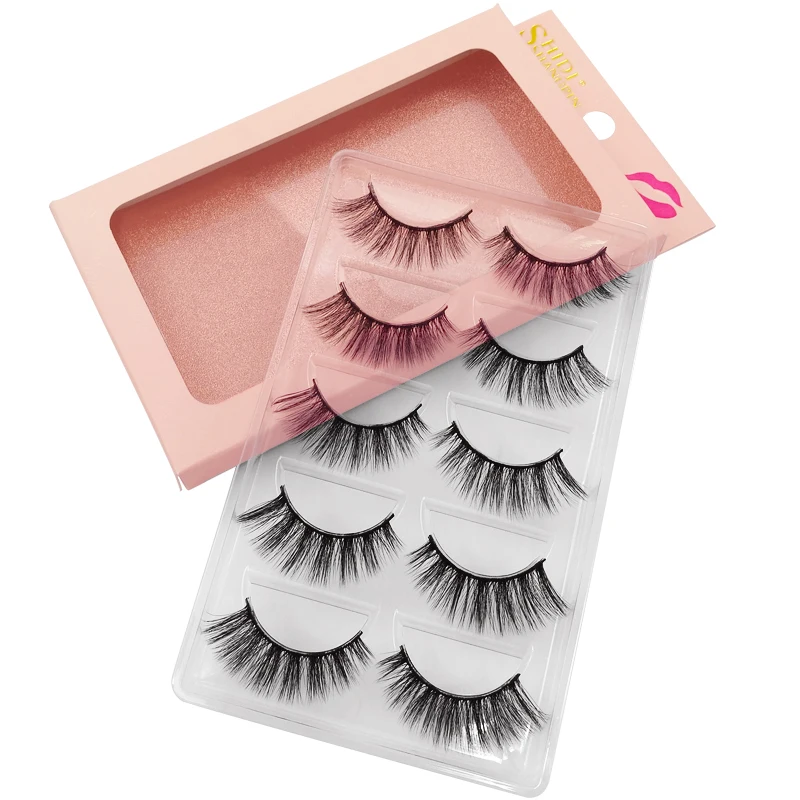 

5 Pairs 3d Natural Fluffy Fake False Thick Mink Eyelashes Lashes, Black color