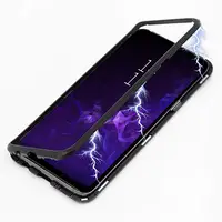 

360 Metal Flip Magnetic Adsorption Glass Phone Case Shell for Samsung Galaxy S10 S9 S8 Plus note 10 plus 9 8