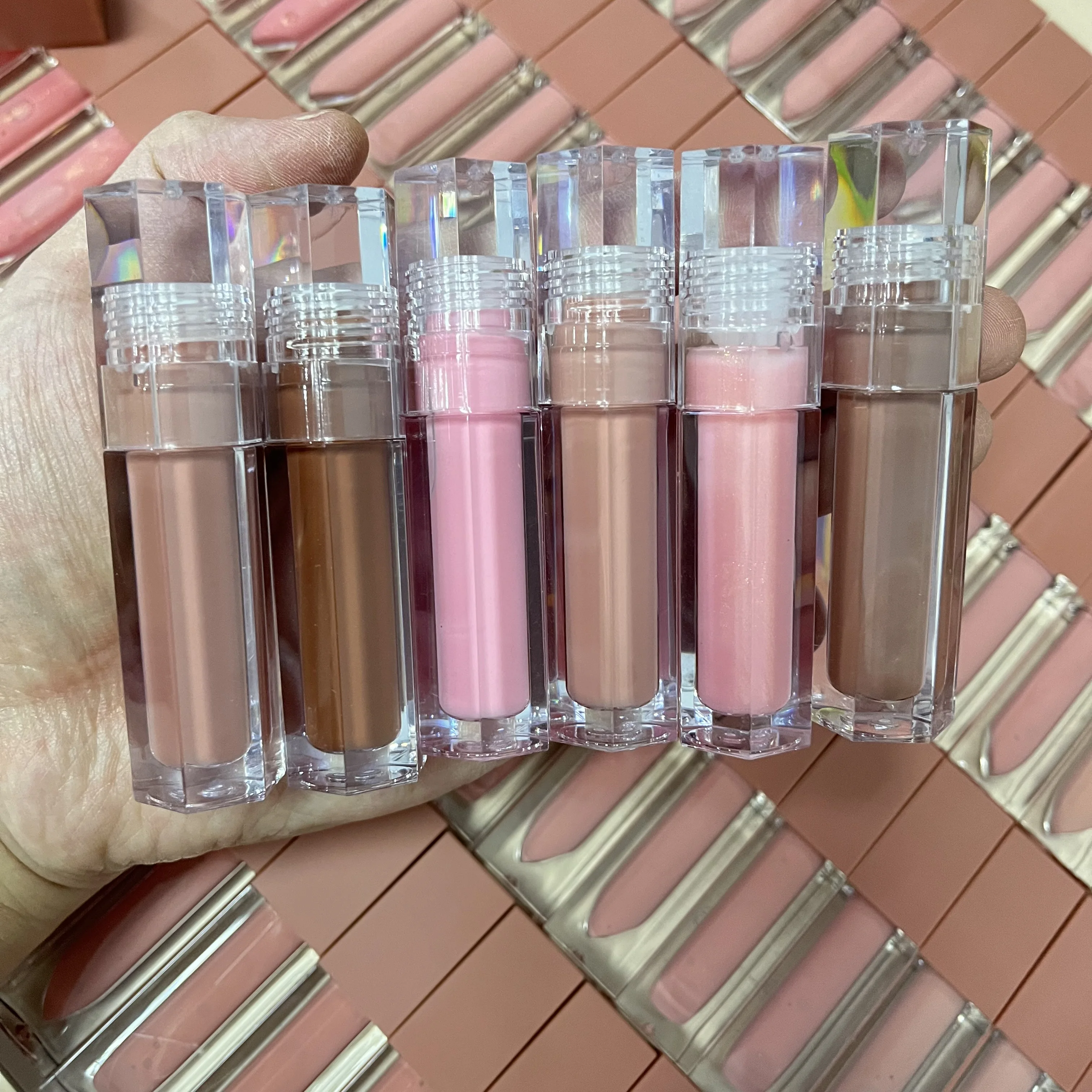 

Private label cute clear square tube lip plumping gloss