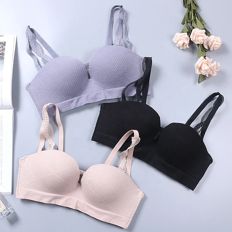 
Japanese new products sexy gathered no steel ring lace thin bra women 