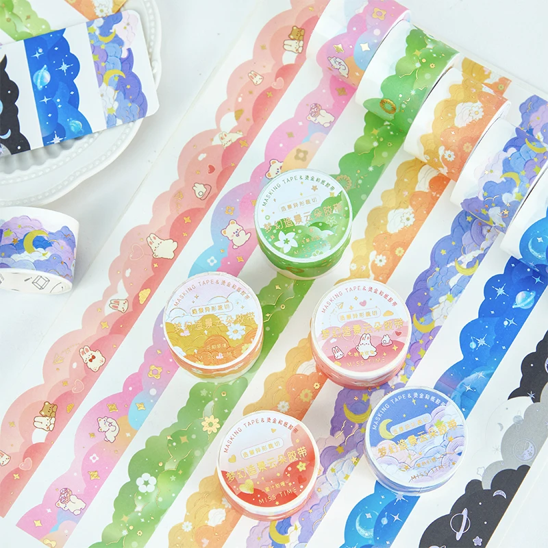 

8 designs 1 pcs / set washi tape cloud cartoon kawaii cute stickers gilding decoration tape for DIY Kraft scrapbook JIUMO