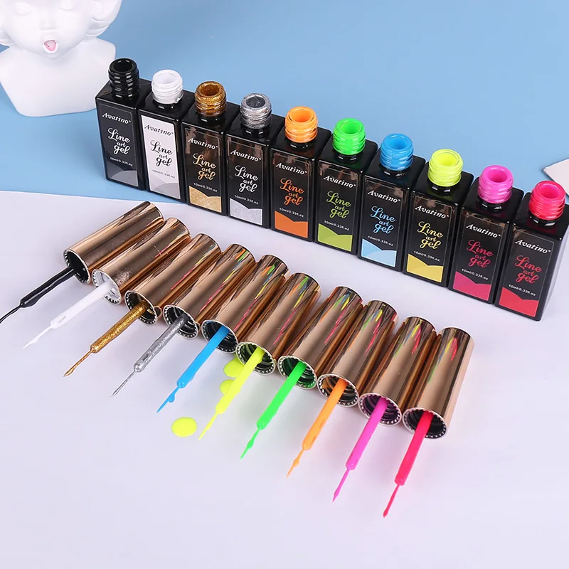 

Robifel low MOQ nail art gel 10ml gel polish black bottle 24 colors platinum line art gel