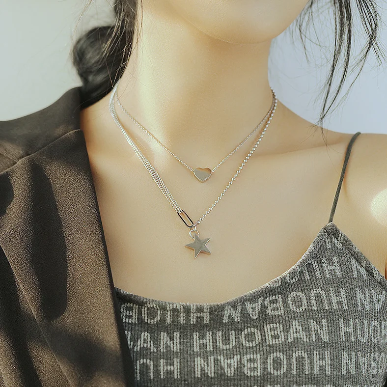 

Wholesale Stainless Steel Jewelry Necklace Heart Star Pendant Women Necklace