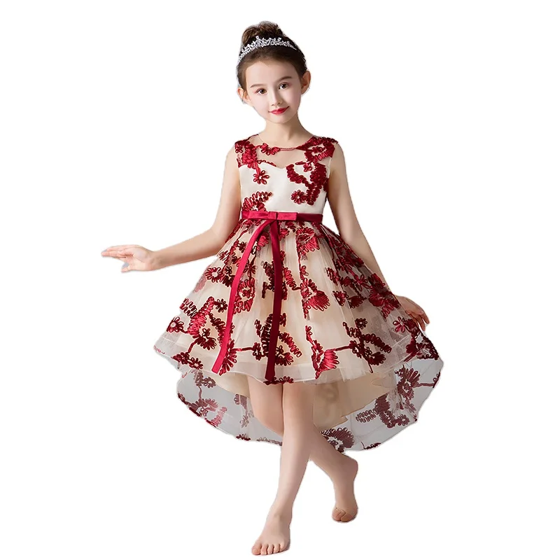 

European style children's princess party flower girl wedding bridesmaid dress performance dress pink 3-14 year old girl tuxedo