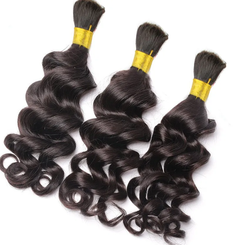 

Malaysian Unwefted Bulk Virgin Hair for Braiding Loose Wave Crochet Braid Human Hair African Pony Hair Braiding, The color can be dyed into #27 and darker than #27