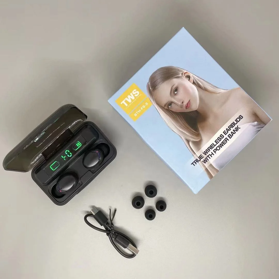 

2021 Fashion F9-5C TWS V 5.0 Earphones Wireless Headphone 9D Stereo Sports Headset With LED Charging Case for phone