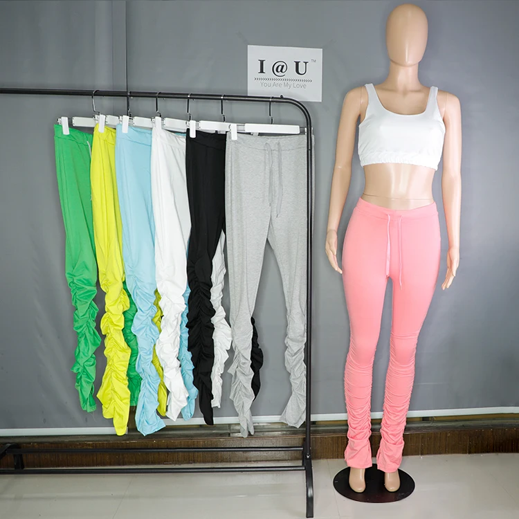 

XS-3XL wide pants women stacked pants women's trousers, White, yellow, gray, green, black, pink, blue