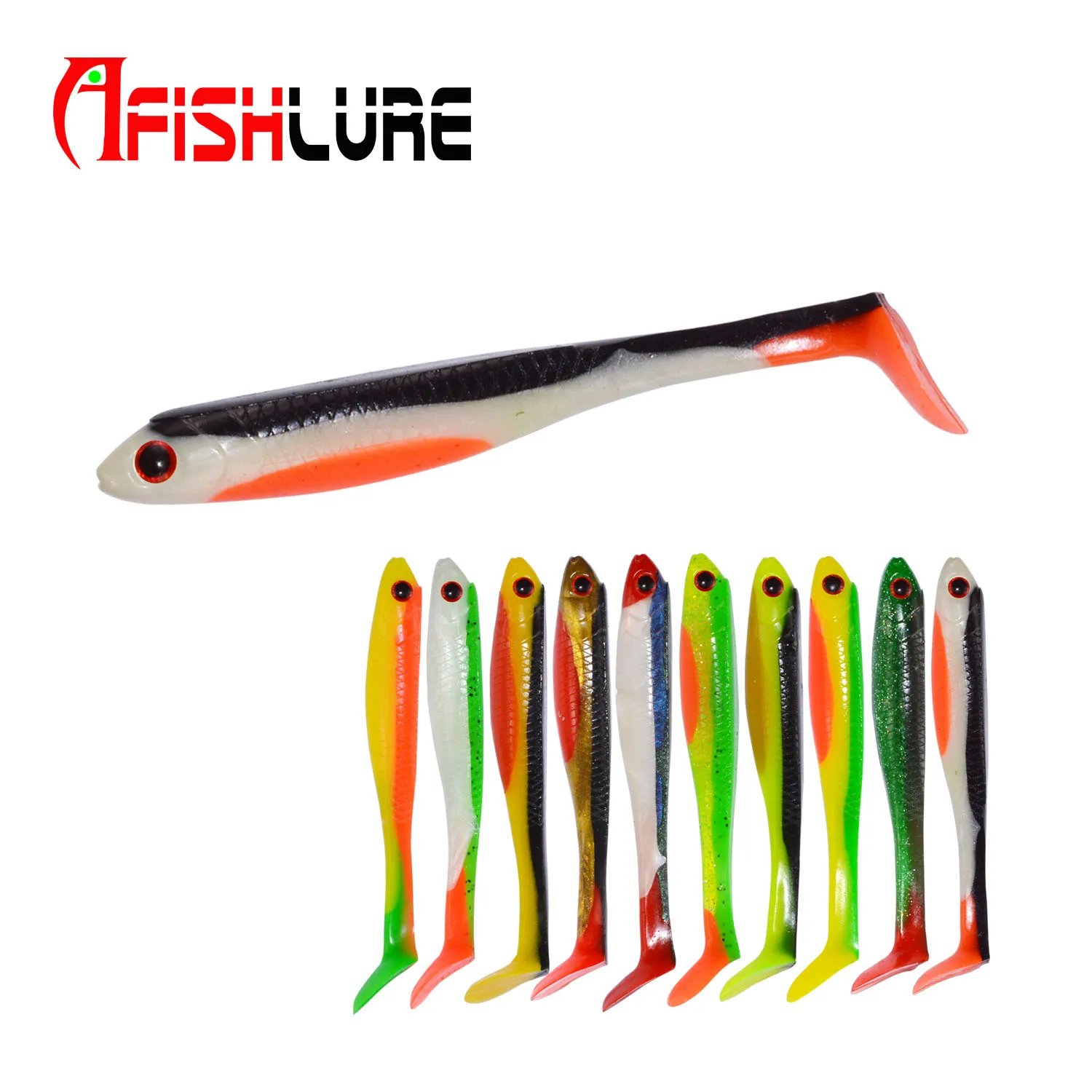 

T Tail Shad Minnow Bait Fish Fishing Lure Shad 90mm 7g T Tail Plastic Lure Manual Lure, 10 colors for choice