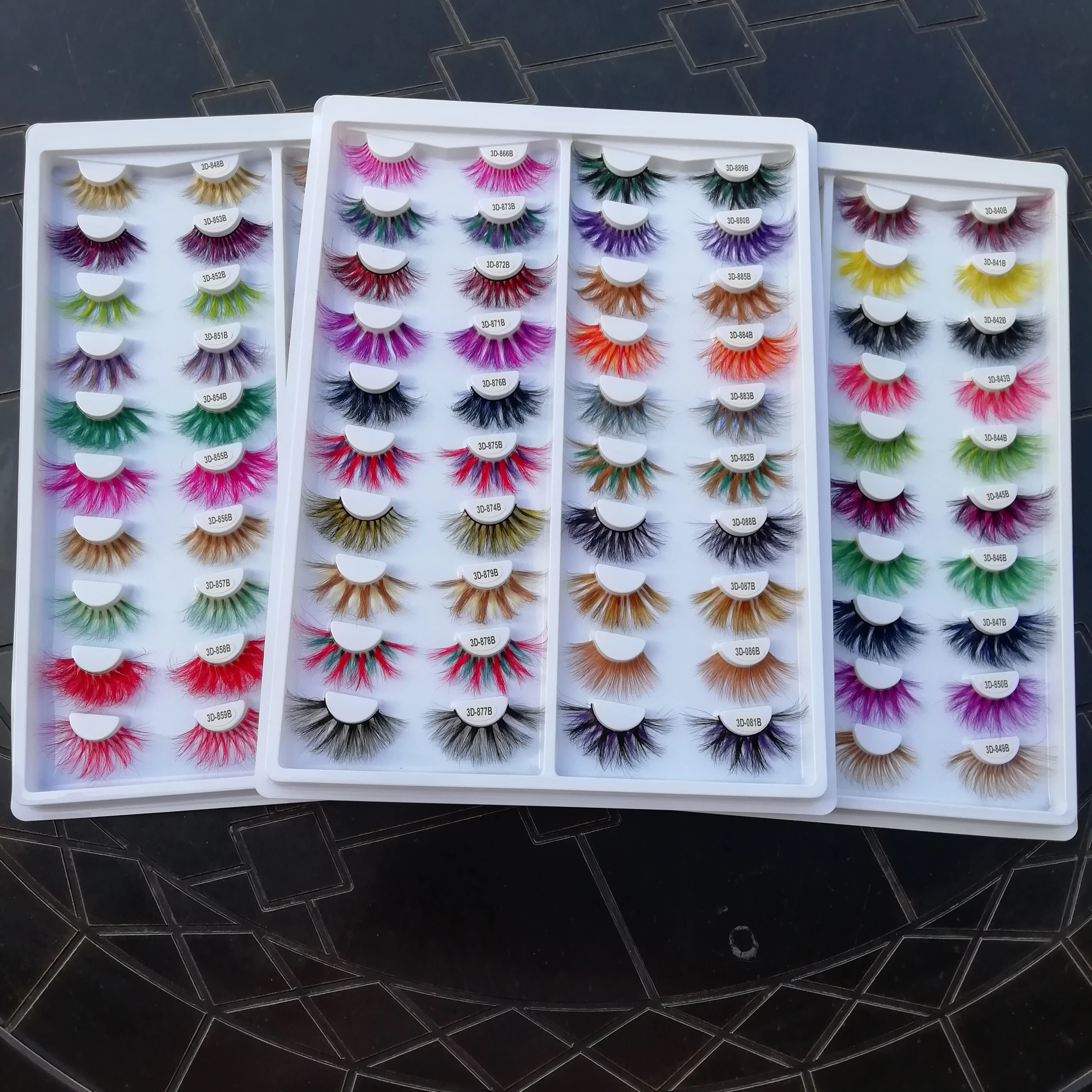 

whole sale fluffy full strip 3d 5d color mink lashes 25mm colored lashes, Many colors