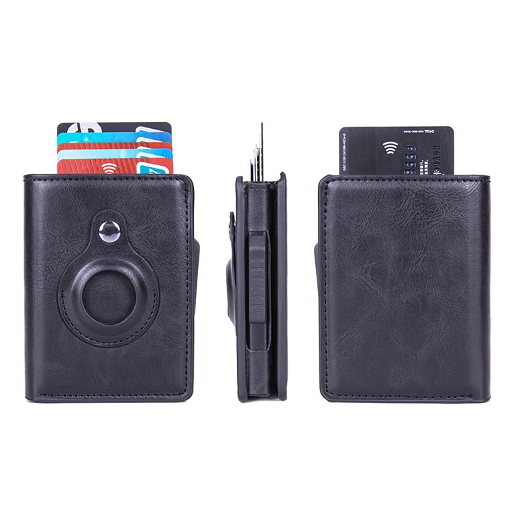 

New Trendy Pop Up Air Tag Wallet PU Leather RFID Wallet Back With Airtag Tracker Protector Case, As per picture