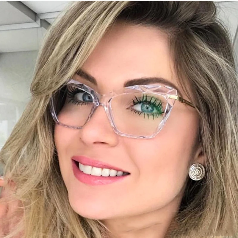 

Popular Women Crystals Transparent Optical Glasses Frames Brand Clear Diamond Cut Spectacles Eyeglasses Frames