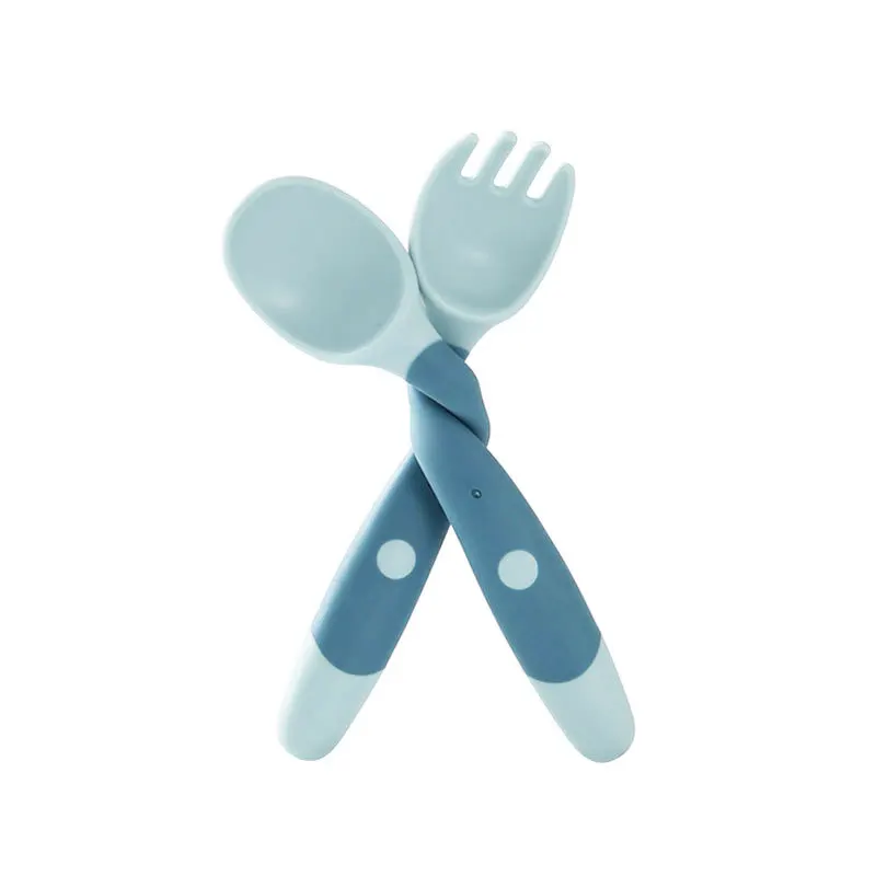 

Children learn to eat training tableware twist fork spoon silicone soft spoon baby bendable spoon